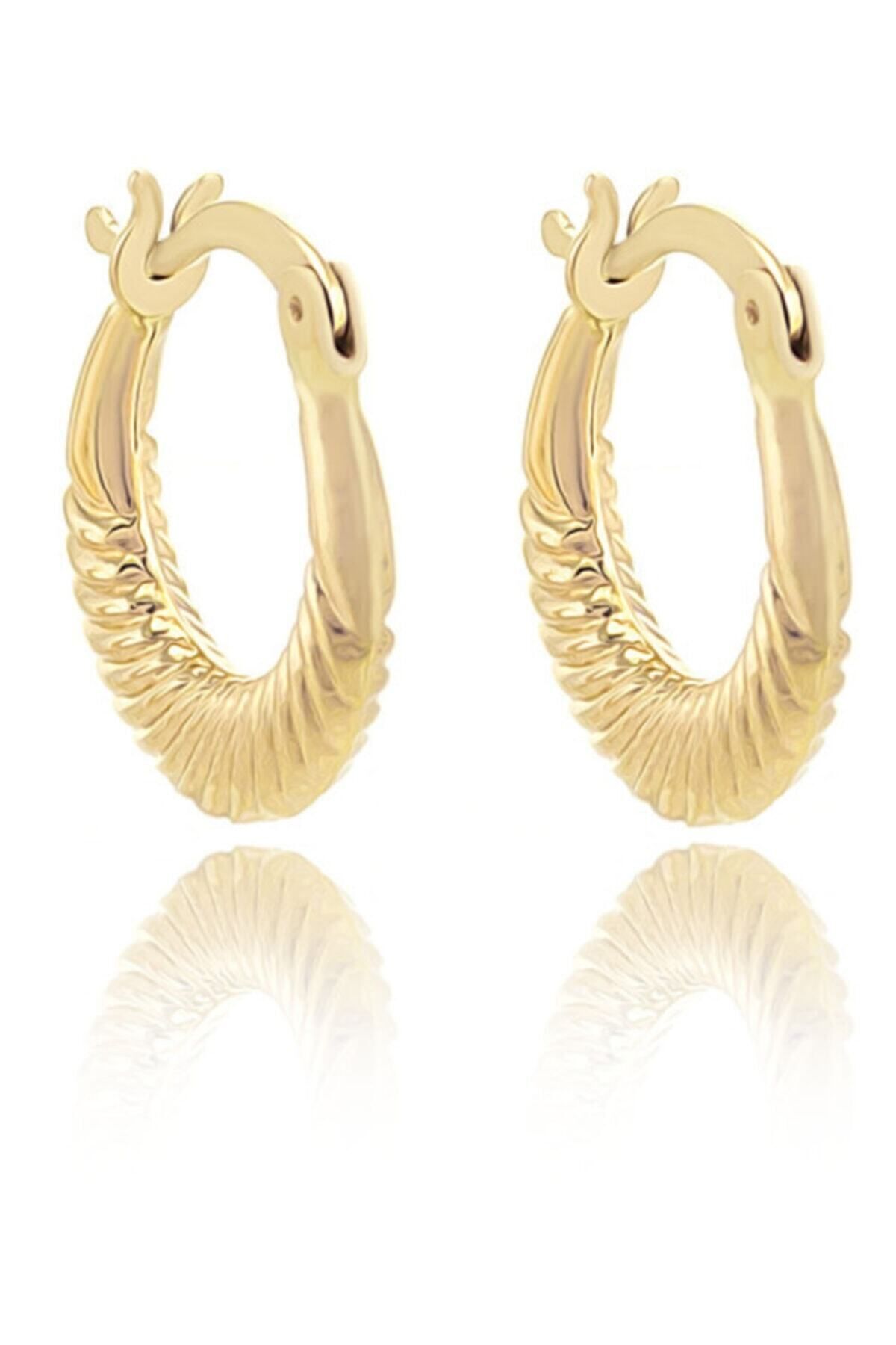 Kadın 14 Ayar Altın Halka Küpe