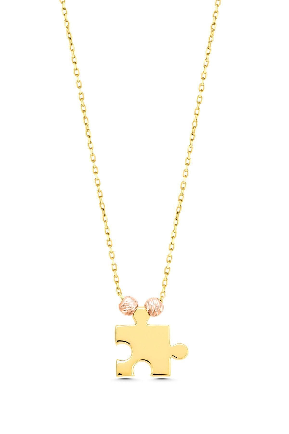 14 Ayar Altın Dorika Toplu Puzzle Kolye