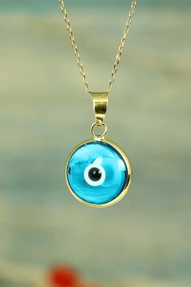 Moom Mücevherat Altın Nazar Boncuğu Kolye Ucu