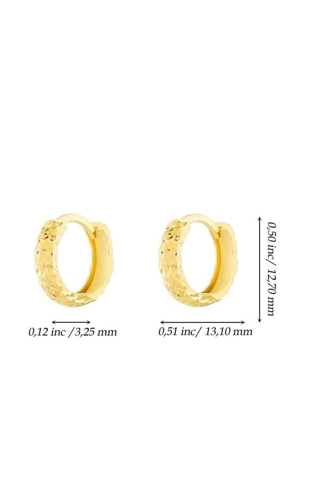 Moom Mücevherat Kadın 14 Ayar Altın Desenli Halka Küpe