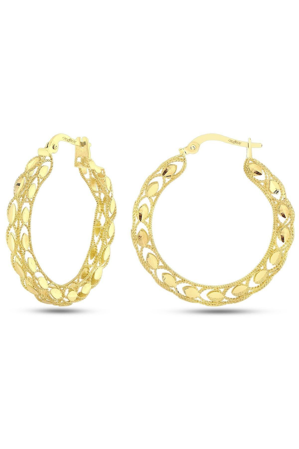 Moom Mücevherat Kadın 14 Ayar Altın Telkari Halka Küpe