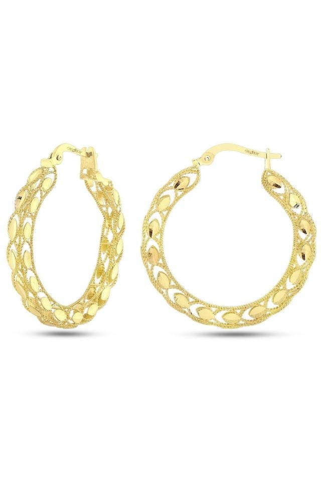 Moom Mücevherat Kadın 14 Ayar Altın Telkari Halka Küpe