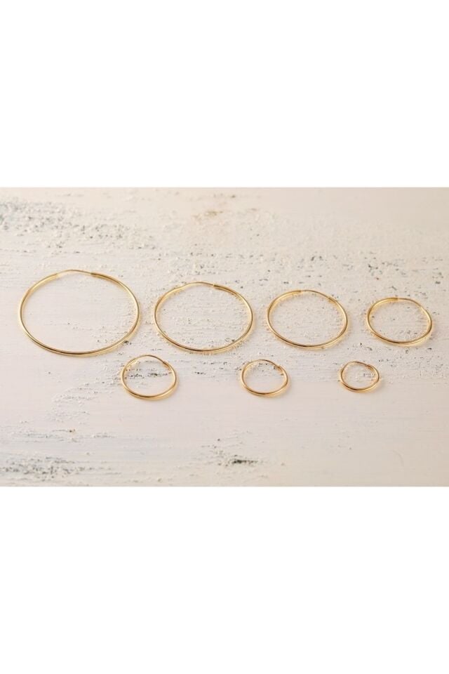 Kadın 14 Ayar Altın 1.5 Cm Düz Halka Küpe