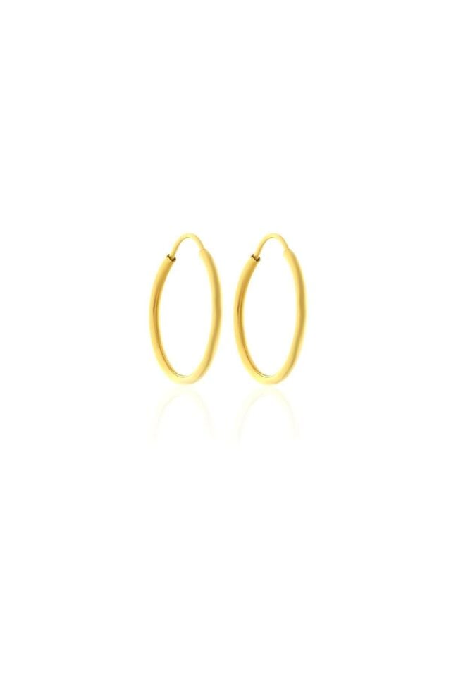 Kadın 14 Ayar Altın 1.5 Cm Düz Halka Küpe