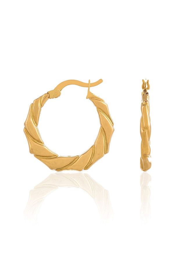 Moom Mücevherat Kadın İtalyan Halka Küpe 14 Ayar Altın (2,2 cm)