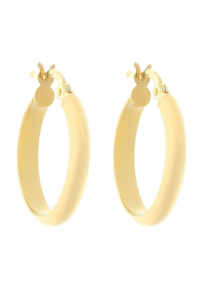 Kadın Italyan Düz Alyans Modeli Küpe 14 Ayar Altın 2 cm