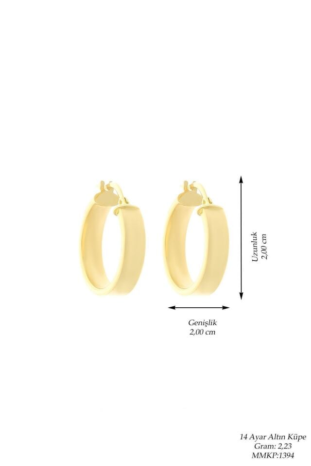 Kadın 14 Ayar Altın  Alyans Modeli Halka Küpe