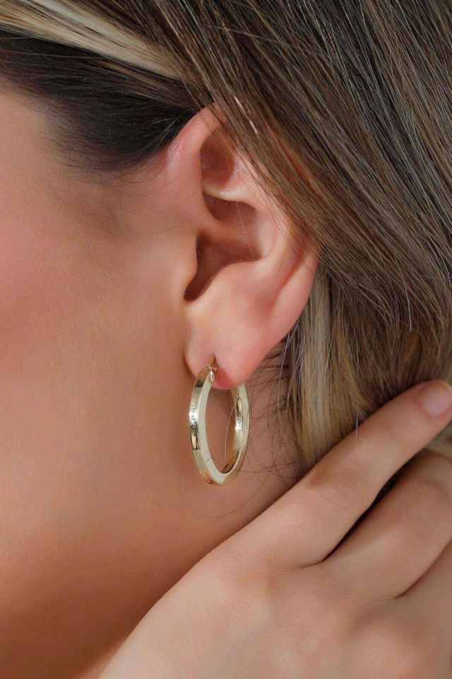 Moom Mücevherat Kadın İtalyan Halka Küpe 14 Ayar Altın (2 cm)