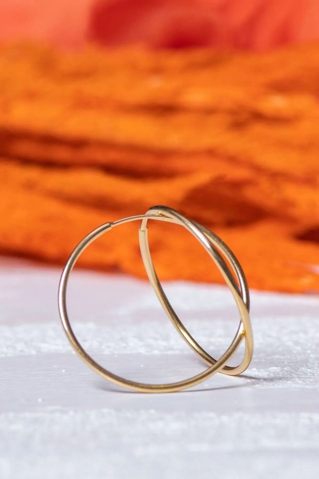 Moom Mücevherat Kadın İtalyan Halka Küpe 14 Ayar Altın (3 cm)