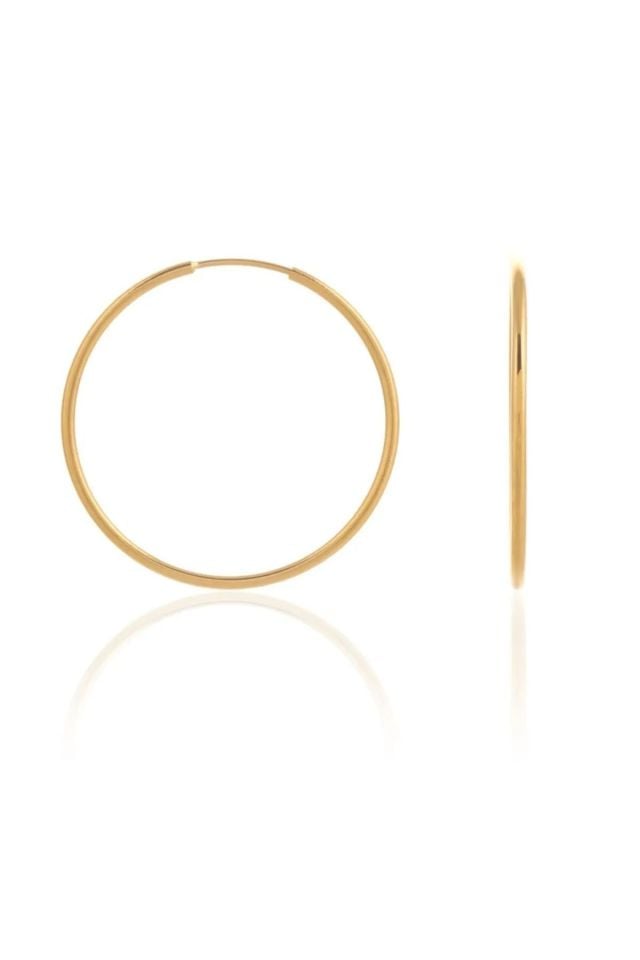 Moom Mücevherat Kadın İtalyan Halka Küpe 14 Ayar Altın (3 cm)
