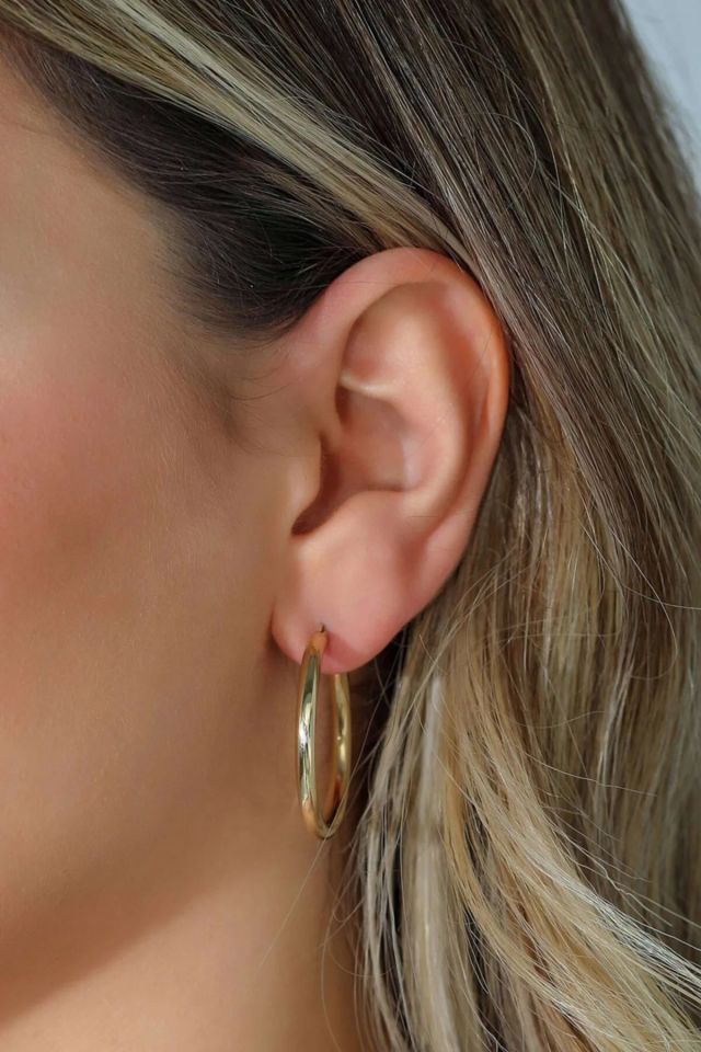 Moom Mücevherat Kadın İtalyan Halka Küpe 14 Ayar Altın (3 cm)