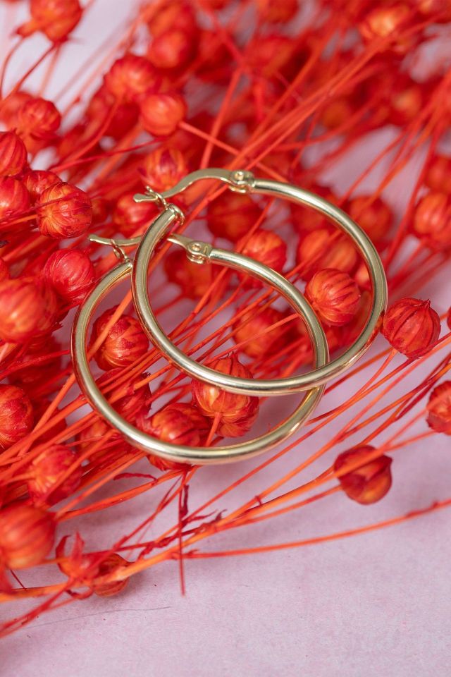 Moom Mücevherat Kadın İtalyan Halka Küpe 14 Ayar Altın (3 cm)