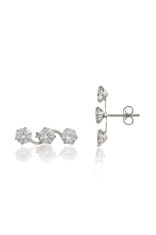 Kadın Tek Taş Sarmaşık Küpe 14 Ayar Altın