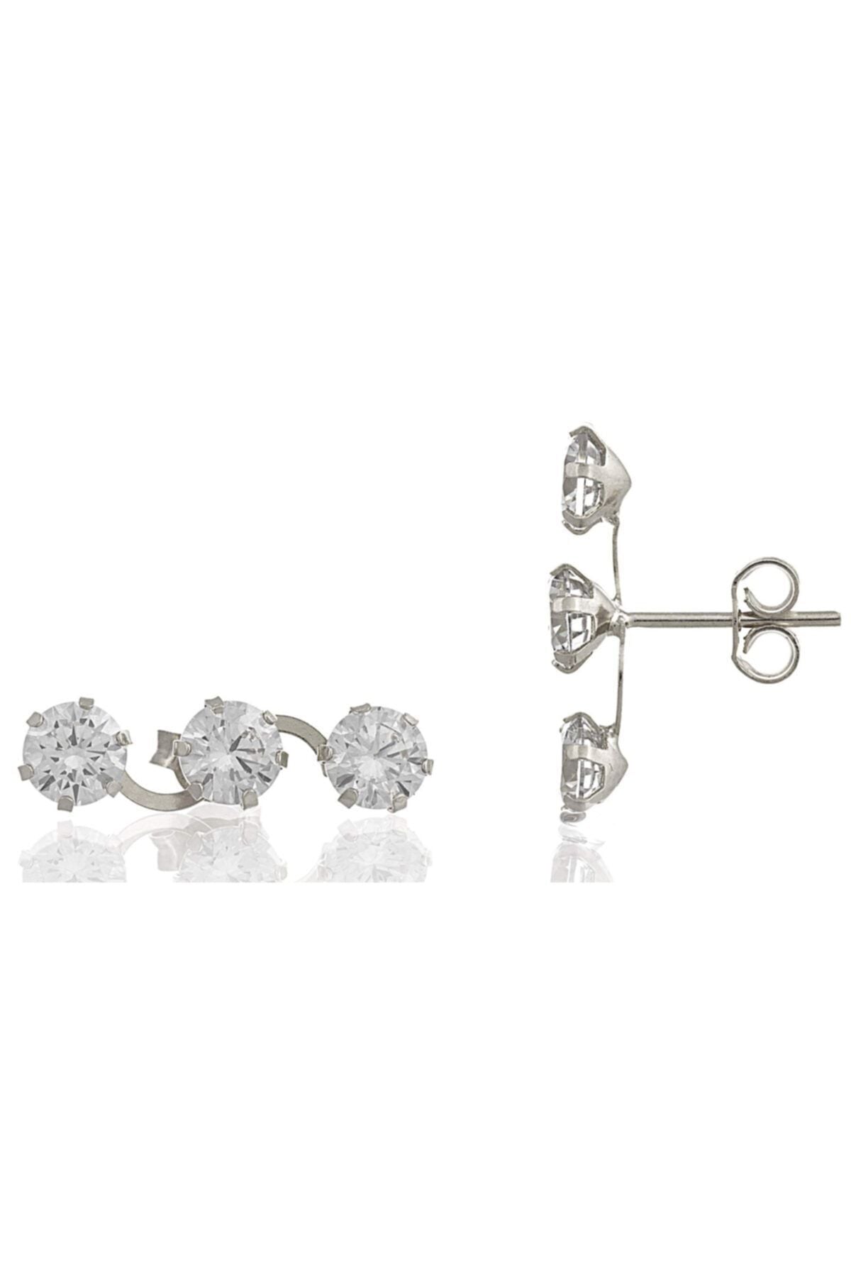 Kadın Tek Taş Sarmaşık Küpe 14 Ayar Altın