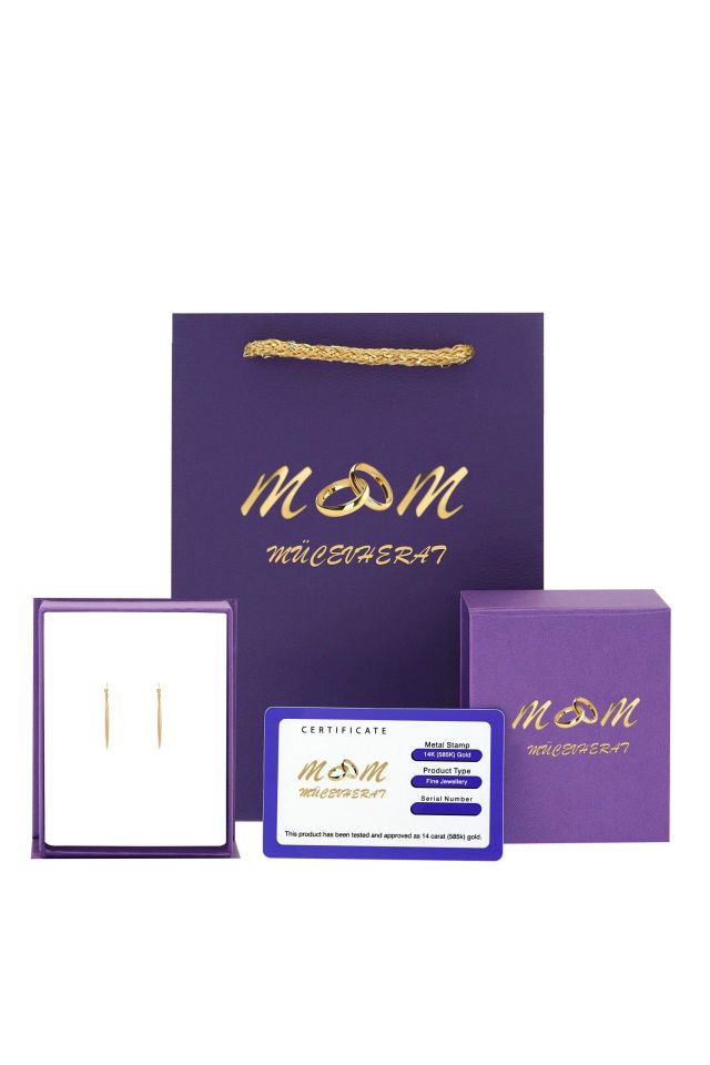 Moom Mücevherat Kadın İtalyan Halka Küpe 14 Ayar Altın (3 cm)