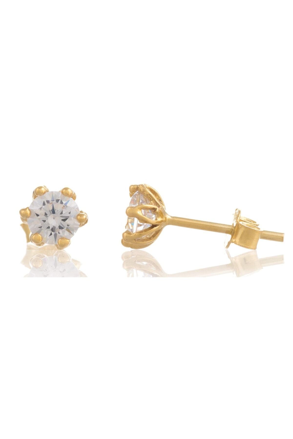 Kadın Tek Taş Küpe 14 Ayar Altın