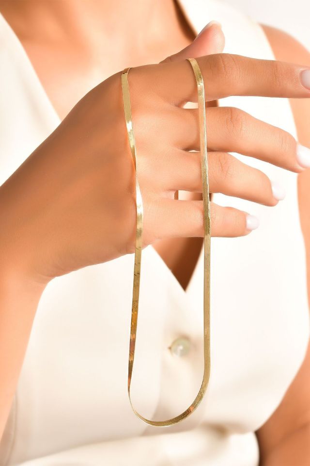 Moom Mücevherat Kadın 14 Ayar Altın İtalyan Ezme Zincir