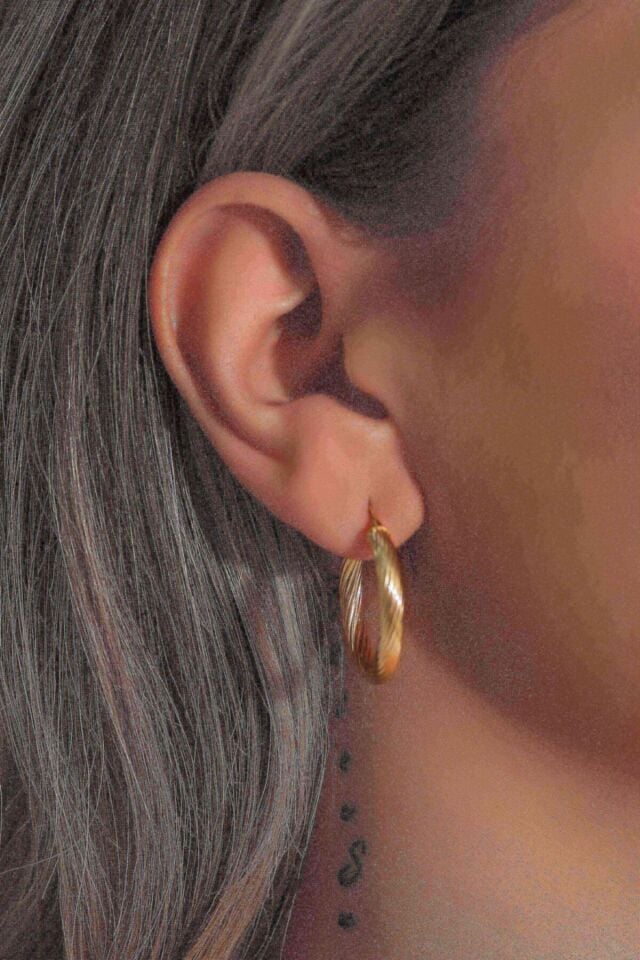 Kadın Italyan Halka Küpe 14 Ayar Altın (2,9 Cm)