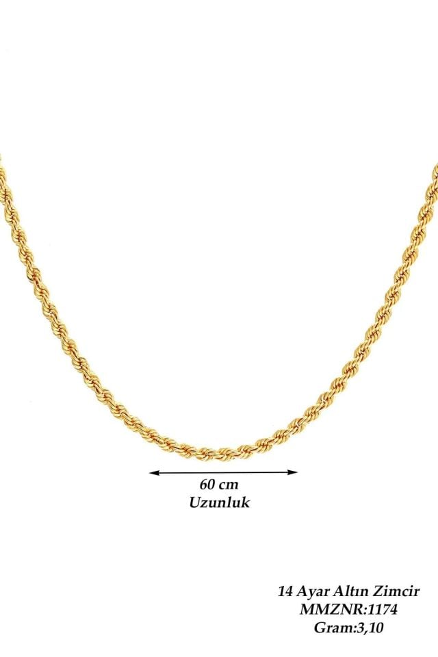 Moom Mücevherat 60 cm Kadın 14 Ayar Altın Halat Zincir