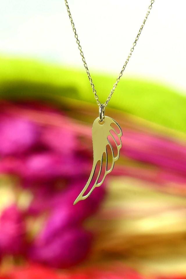 Moom Mücevherat Kadın 14 Ayar Altın Melek Kanadı Kolye