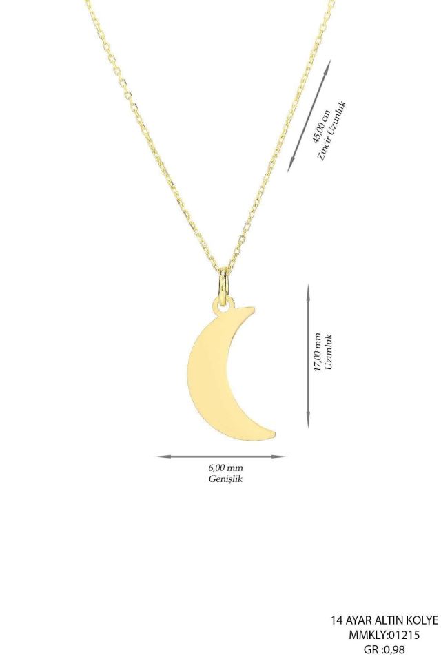 Moom Mücevherat Kadın 14 Ayar Altın Hilal Kolye