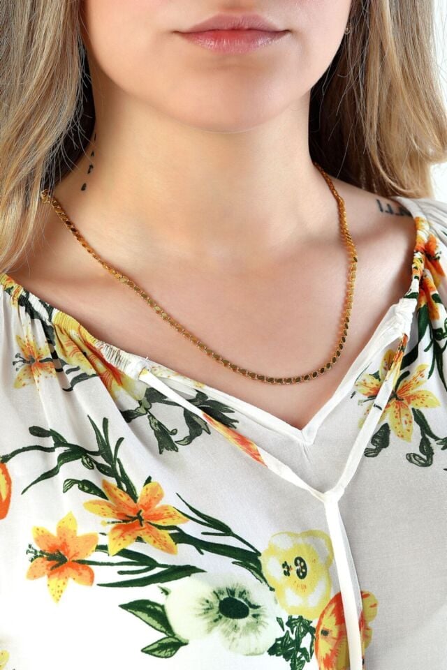 Kadın 14 Ayar Altın Pullu Zincir