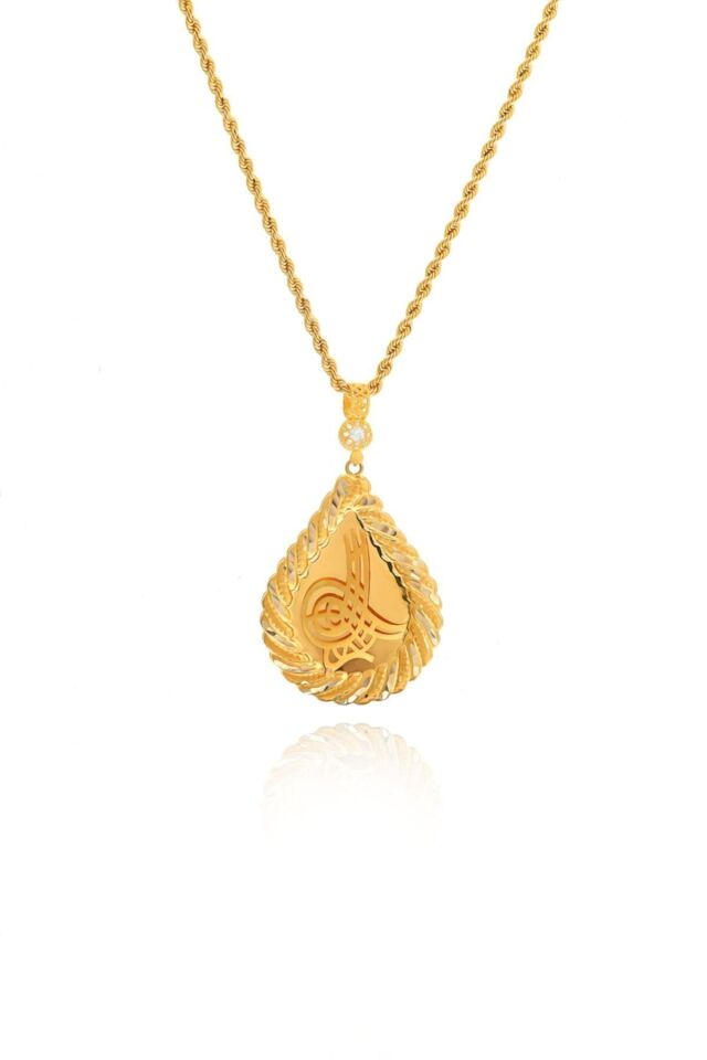 Kadın 14 Ayar Altın Osmanlı Tuğrası Halat Zincirle Birlikte