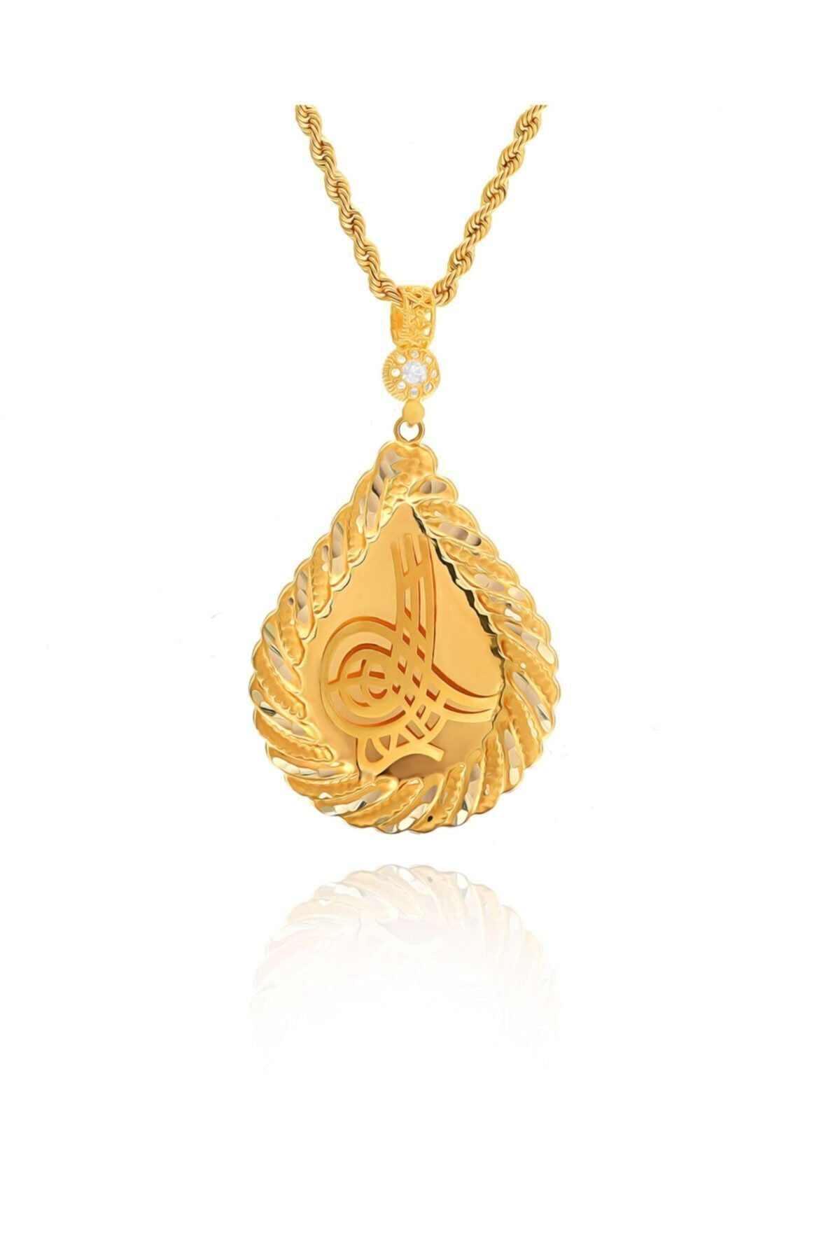 Kadın 14 Ayar Altın Osmanlı Tuğrası Halat Zincirle Birlikte