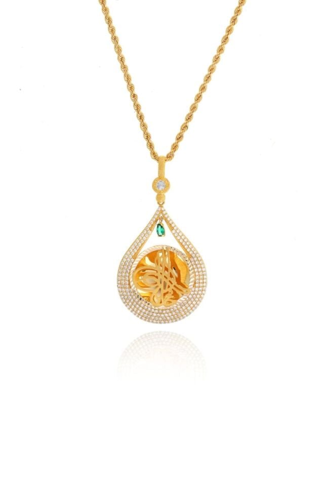 Kadın 14 Ayar Altın Osmanlı Tuğrası Halat Zincirle Birlikte