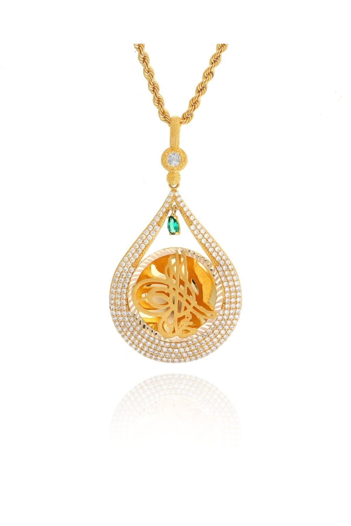 Kadın 14 Ayar Altın Osmanlı Tuğrası Halat Zincirle Birlikte