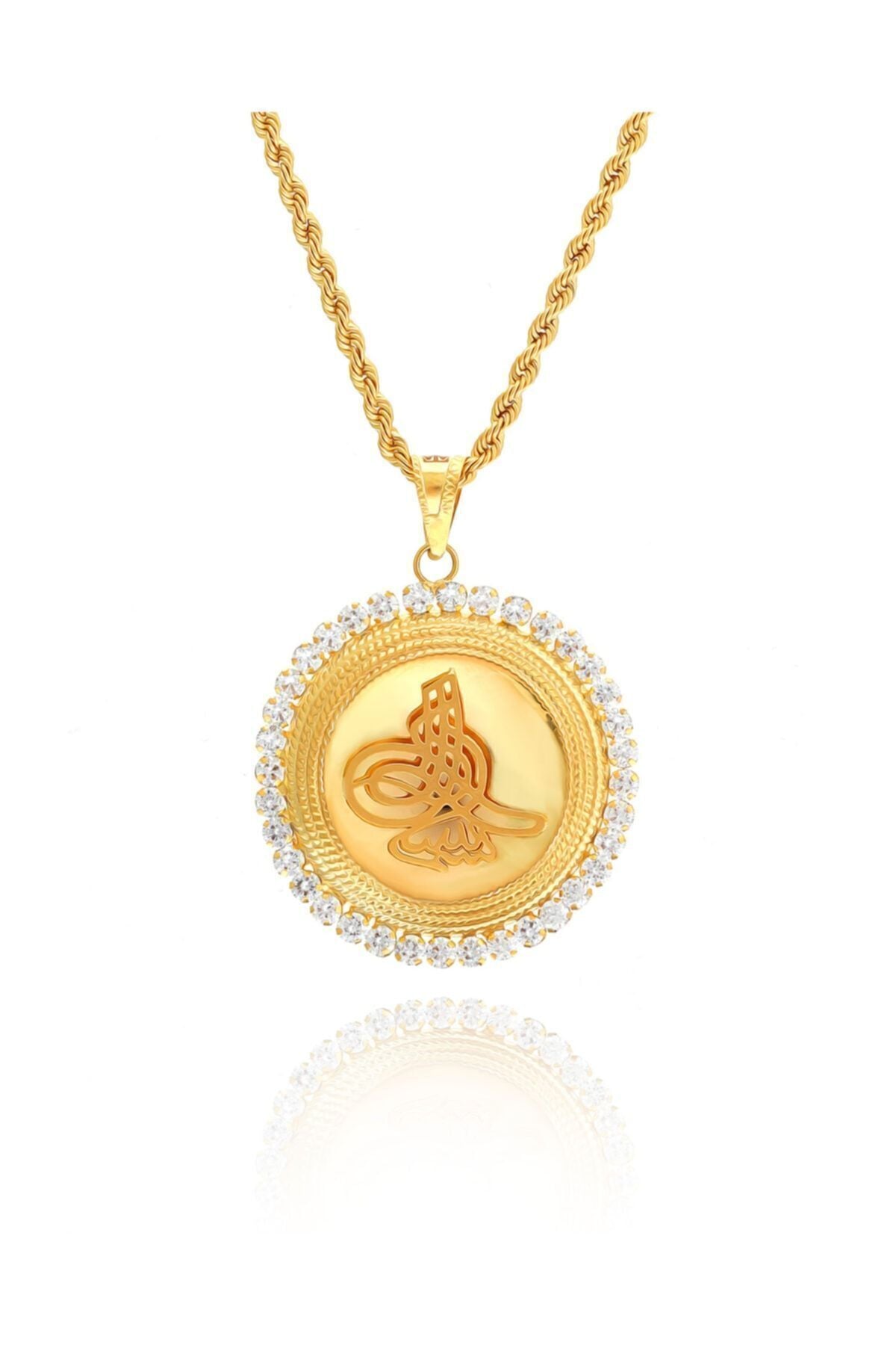 Kadın 14 Ayar Altın Osmanlı Tuğrası Halat Zincirle Birlikte