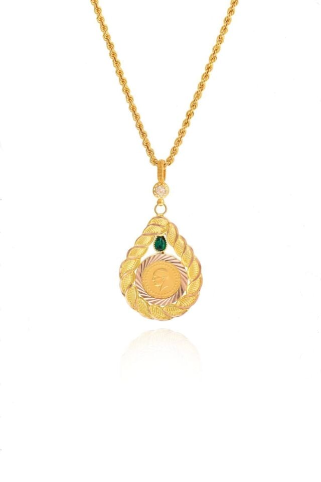 Kadın 14 Ayar Altın Çeyrek Altın Çerçeve Halat Zincirle Birlikte