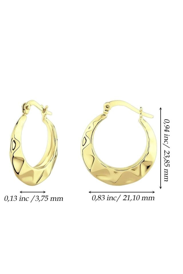 Kadın 14 Ayar Altın Desenli Halka Küpe