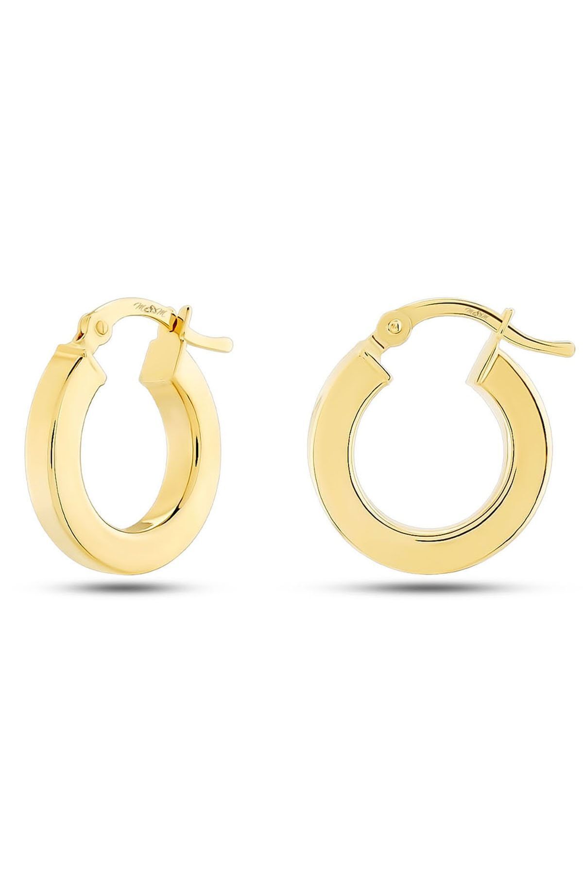 Kadın 14 Ayar Altın Köşeli Halka Küpe