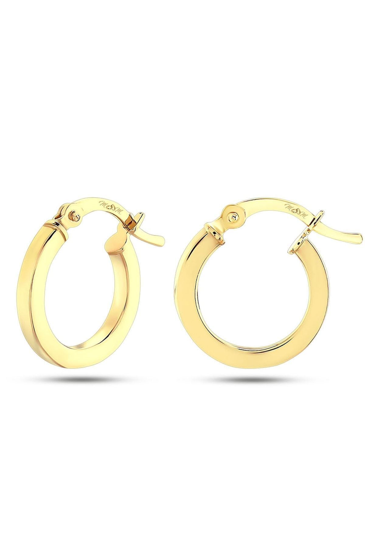 Kadın 14 Ayar Altın Köşeli Halka Küpe