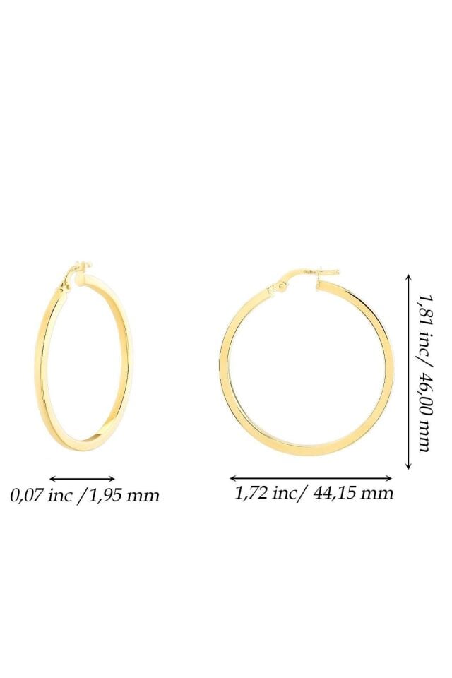 Kadın 14 Ayar Altın Köşeli Halka Küpe