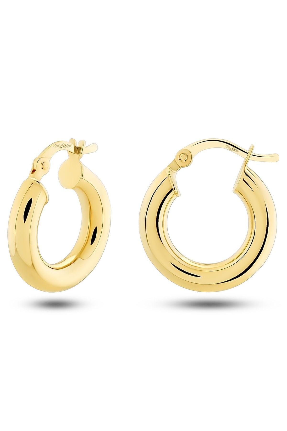 Kadın 14 Ayar Altın Kalın Halka Küpe