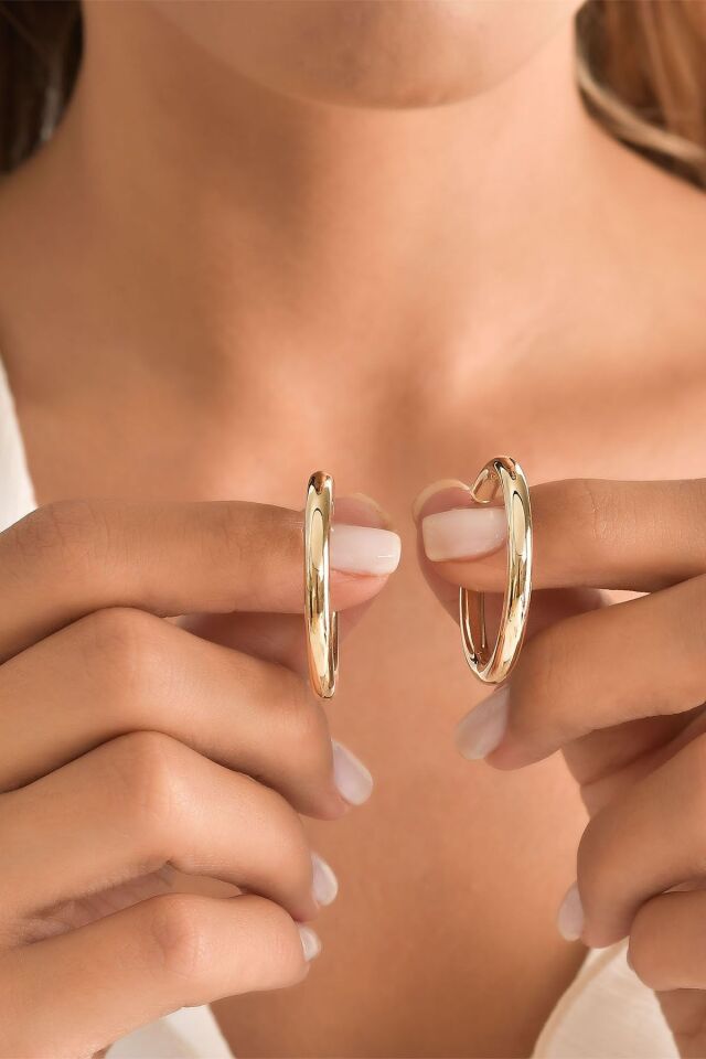 Kadın 14 Ayar Altın Halka Küpe