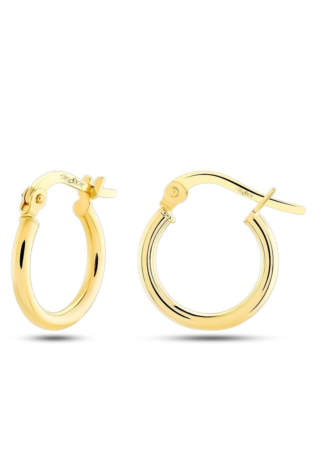 Kadın 14 Ayar Altın Minimal Halka Küpe