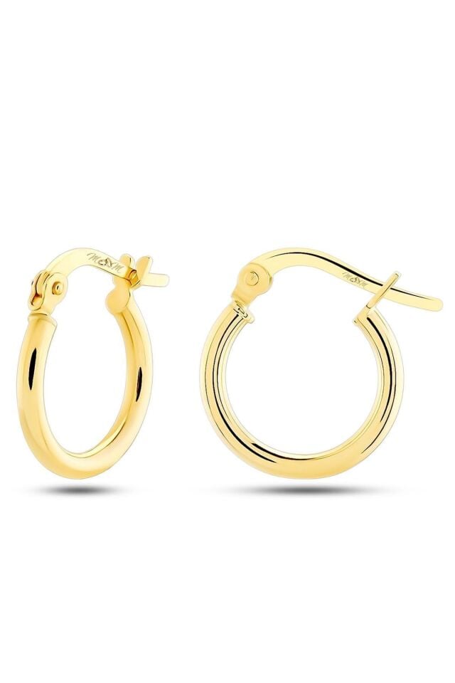 Kadın 14 Ayar Altın Minimal Halka Küpe