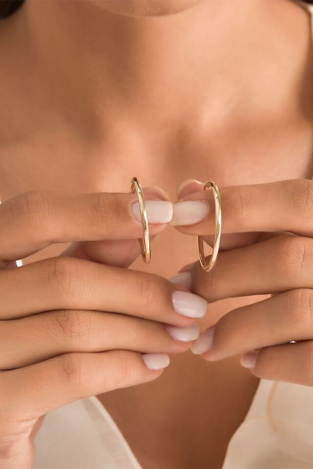 Kadın 14 Ayar Altın Halka Küpe