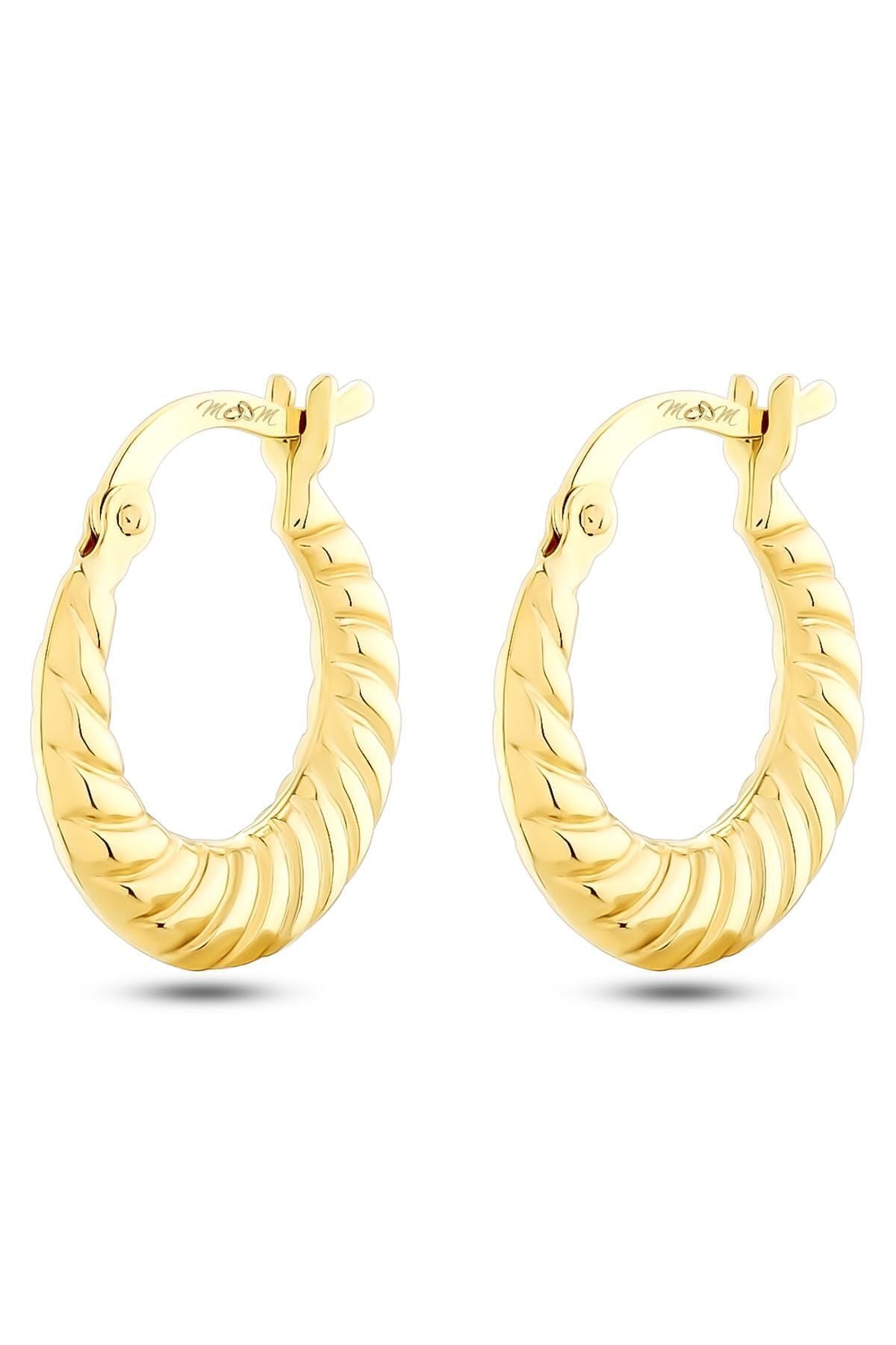 Kadın 14 Ayar Altın Burgulu Halka Küpe