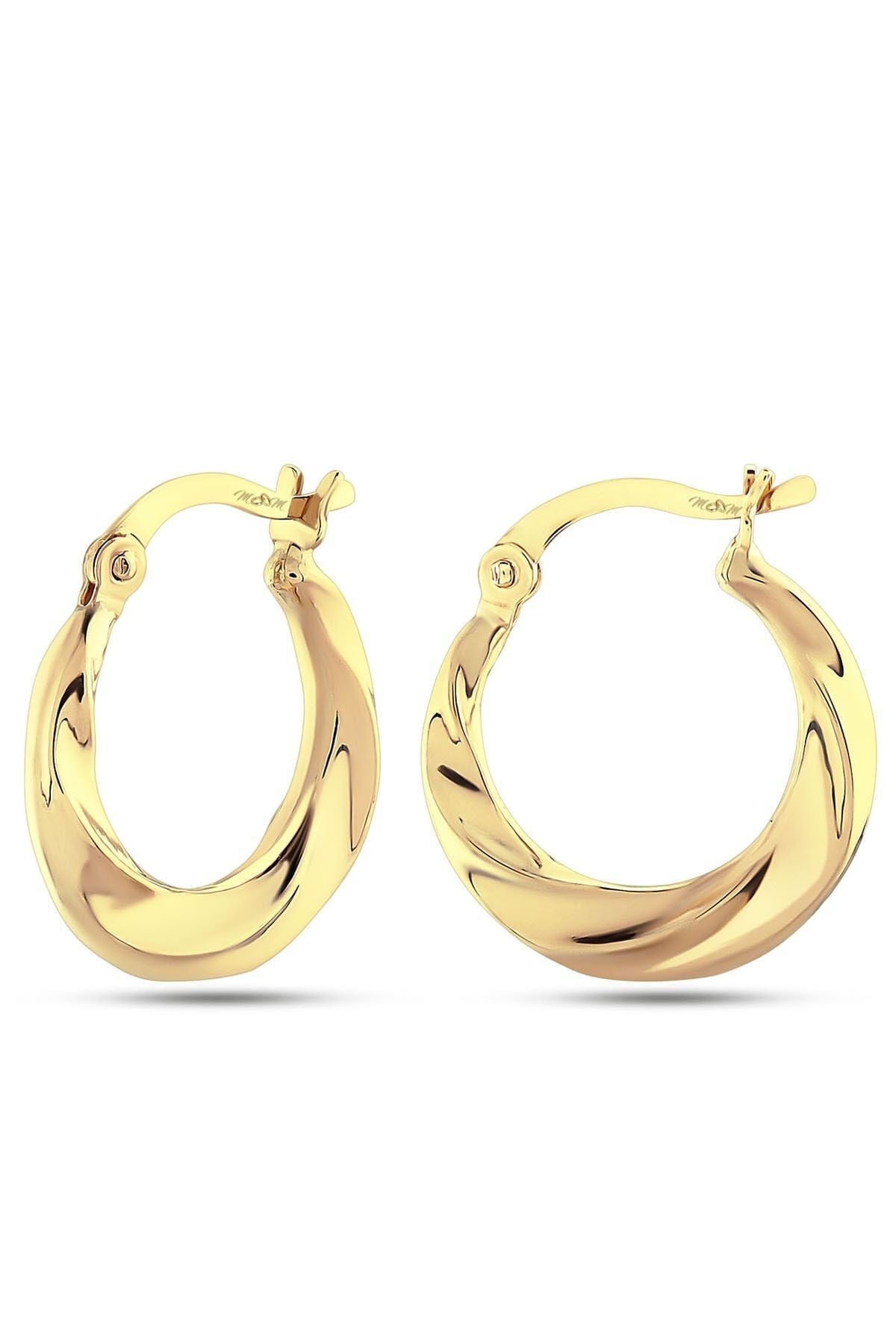 Kadın 14 Ayar Altın Burgulu Halka Küpe