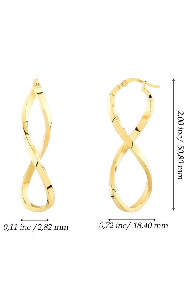 Kadın 14 Ayar Altın Sonsuzluk Küpe