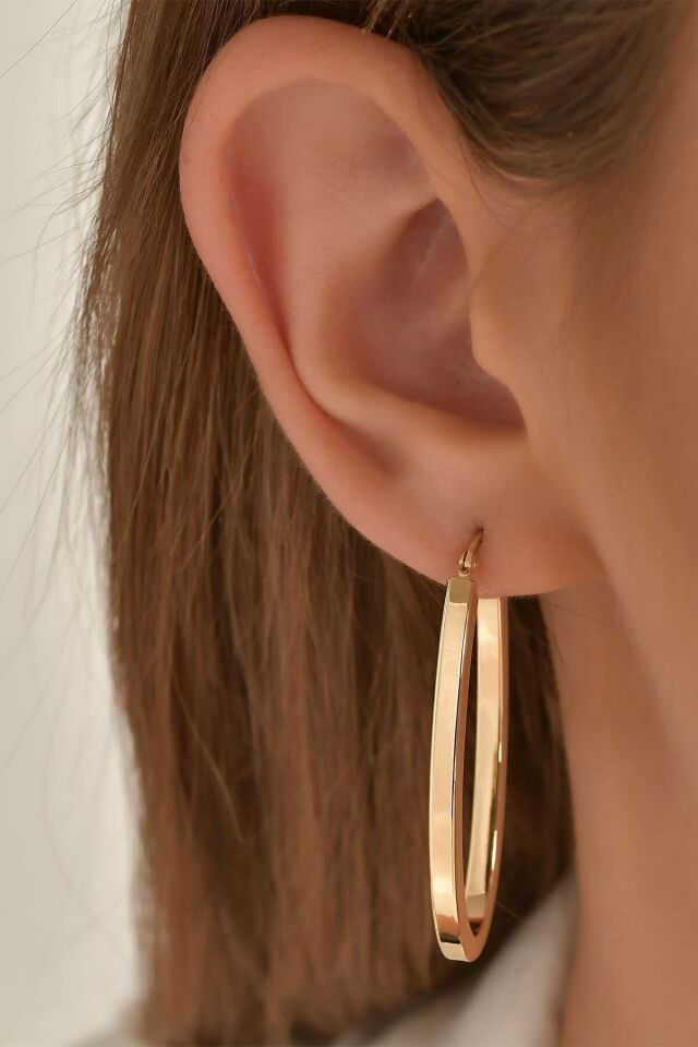 Kadın 14 Ayar Altın Halka Küpe