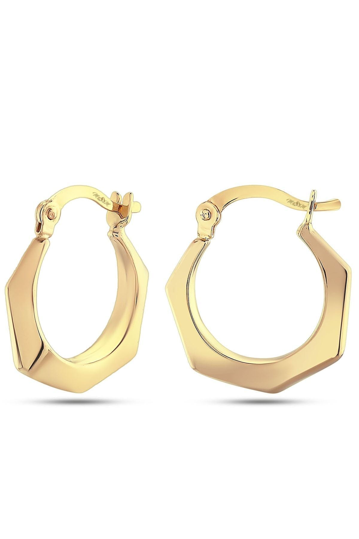 Kadın 14 Ayar Altın Köşeli Halka Küpe