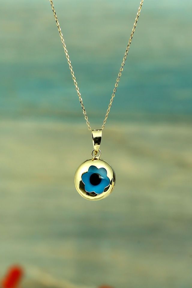 Moom Mücevherat Kadın 14 Ayar Altın Göz Nazar Kolye