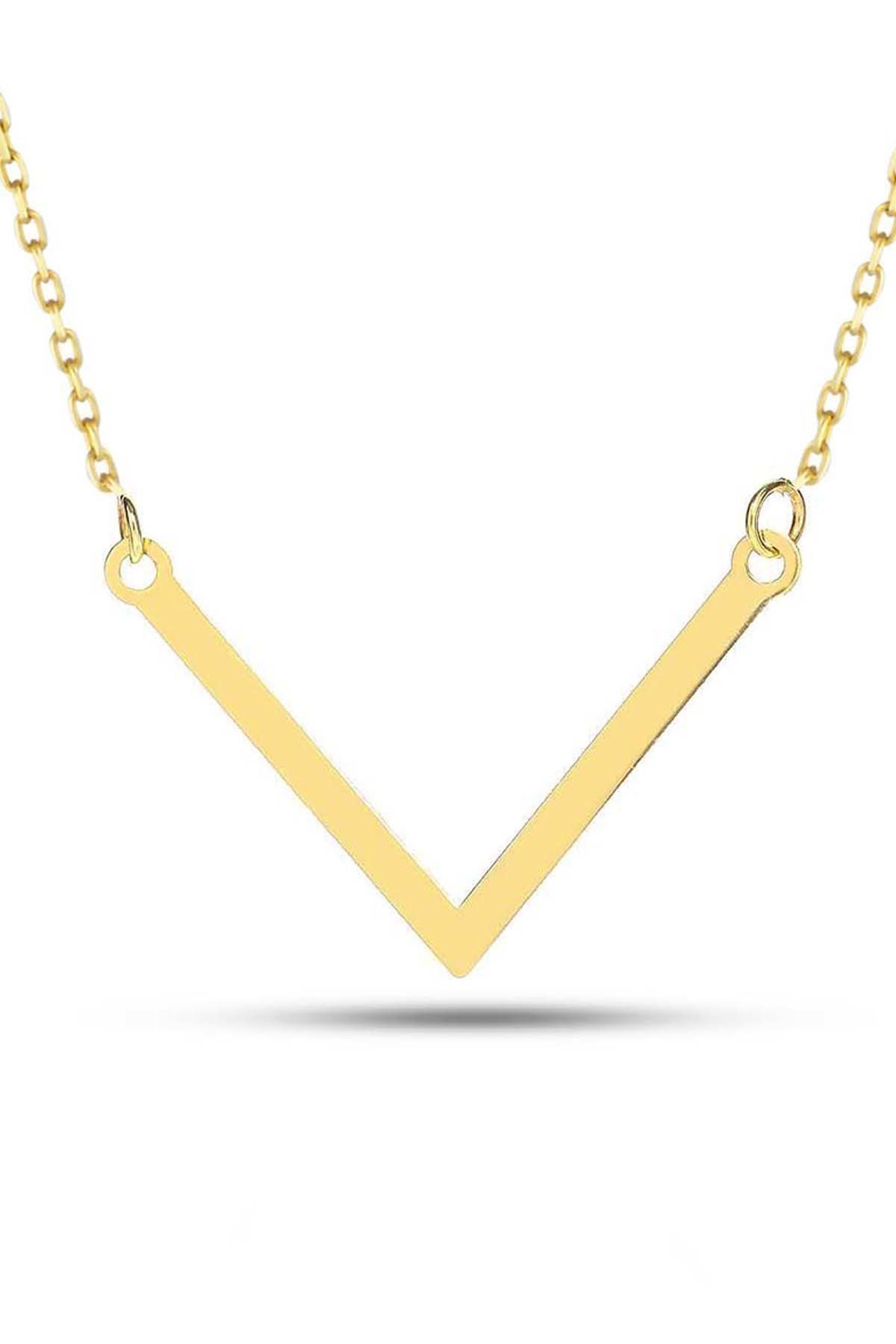 Moom Mücevherat Kadın 14 Ayar Altın Sade V Kolye