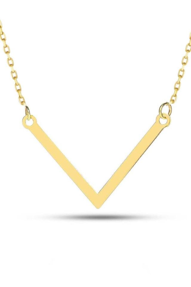 Moom Mücevherat Kadın 14 Ayar Altın Sade V Kolye