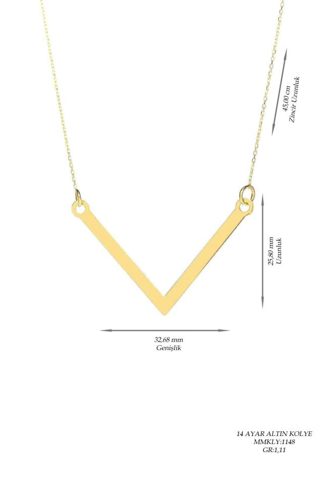 Moom Mücevherat Kadın 14 Ayar Altın Sade V Kolye